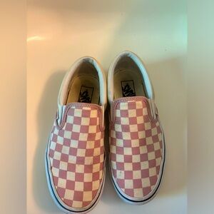 Pink and white checkered vans.